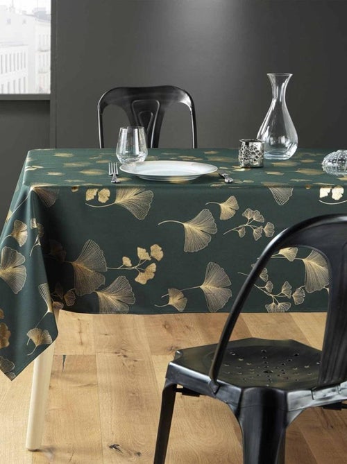 Nappe rectangulaire 150x240 cm métallisé Bloomy vert or - Kiabi