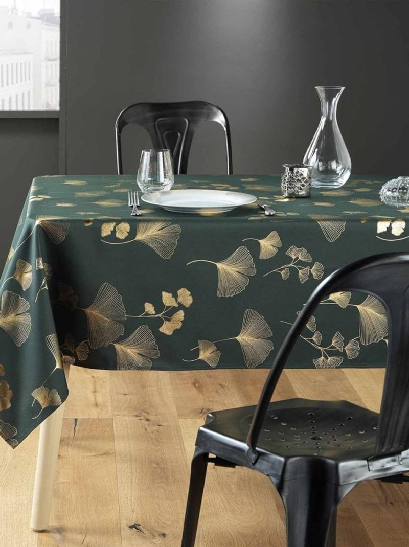 Nappe rectangulaire 150x240 cm métallisé Bloomy vert or Vert - Kiabi