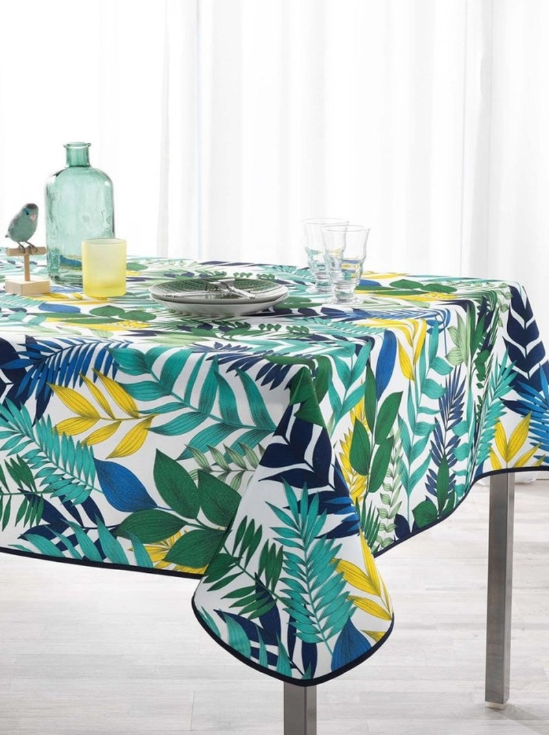 Nappe rectangulaire 150x240 cm Palma blanc Vert - Kiabi