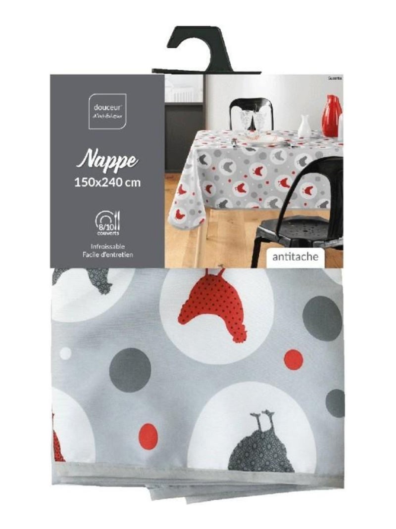 Nappe rectangulaire 150x240 cm Suzette gris Gris - Kiabi