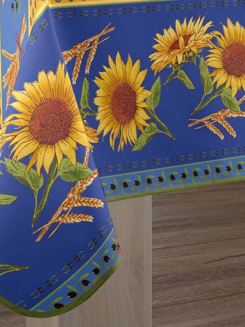 Nappe rectangulaire 150x240 cm Tournesol bleu - Kiabi