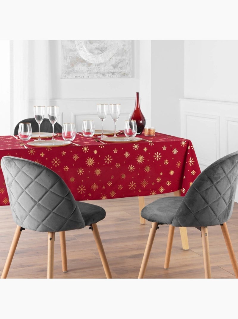 Nappe rectangulaire 150x240 imprimé métallisé rouge et doré Rouge - Kiabi