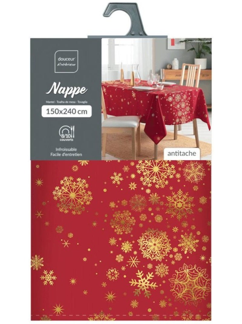 Nappe rectangulaire 150x240 imprimé métallisé rouge et doré Rouge - Kiabi