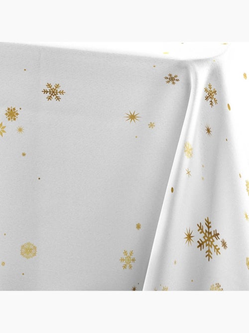 Nappe rectangulaire 150x300 antitache imprimé blanc et doré - Kiabi