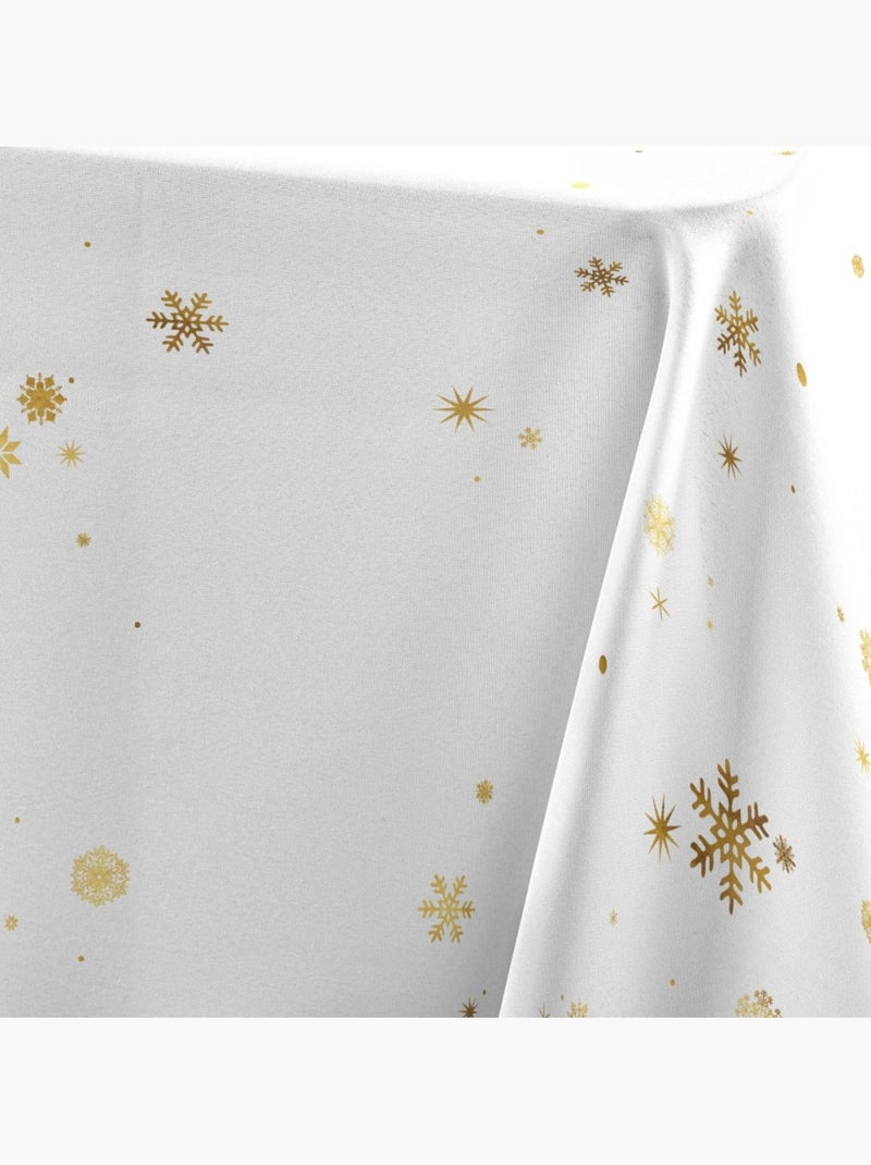 Nappe rectangulaire 150x300 antitache imprimé blanc et doré Blanc - Kiabi