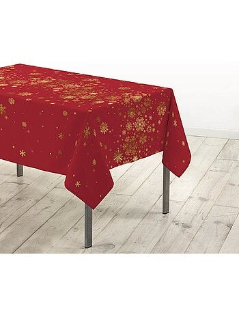 Nappe rectangulaire 150x300 antitache imprimé rouge et doré