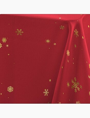 Nappe rectangulaire 150x300 antitache imprimé rouge et doré