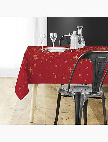 Nappe rectangulaire 150x300 antitache imprimé rouge et doré