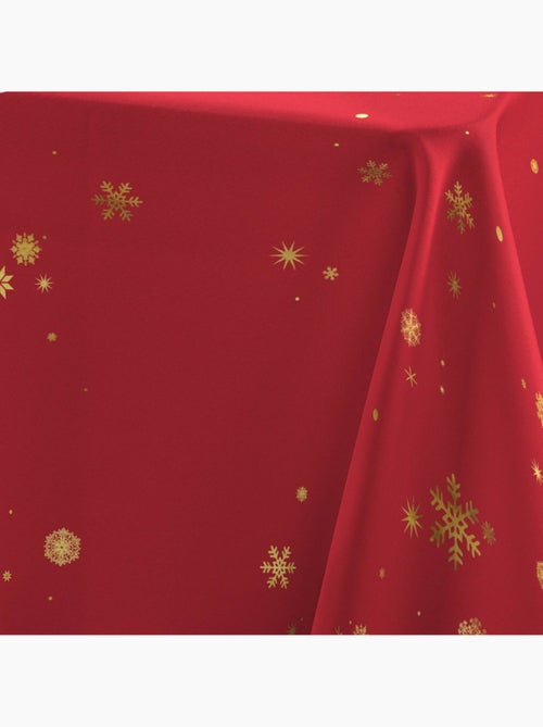 Nappe rectangulaire 150x300 antitache imprimé rouge et doré - Kiabi Nappe rectangulaire 150x300 antitache imprimé rouge et doré - Kiabi