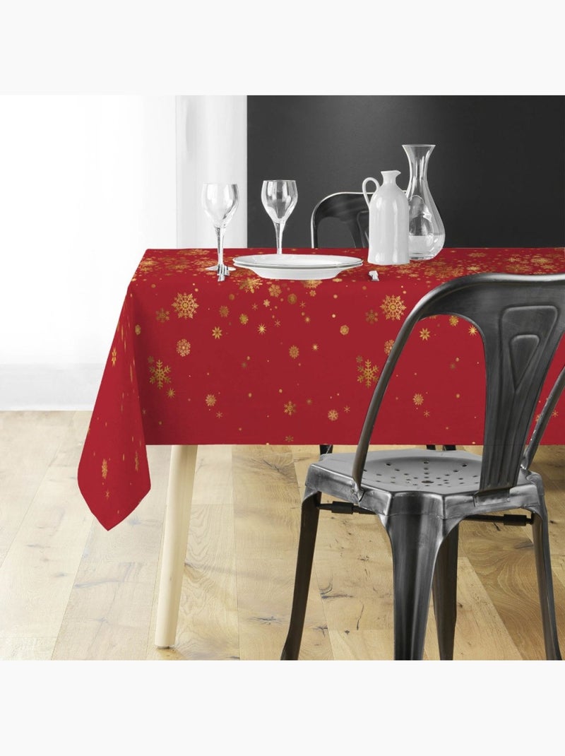 Nappe rectangulaire 150x300 antitache imprimé rouge et doré Rouge - Kiabi