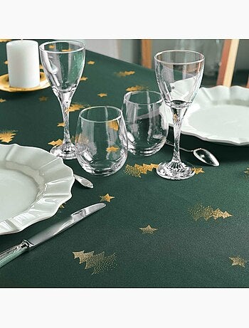 Nappe rectangulaire 150x300 antitache sapin vert et doré