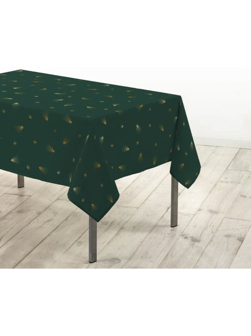 Nappe rectangulaire 150x300 antitache sapin vert et doré - Kiabi Nappe rectangulaire 150x300 antitache sapin vert et doré - Kiabi