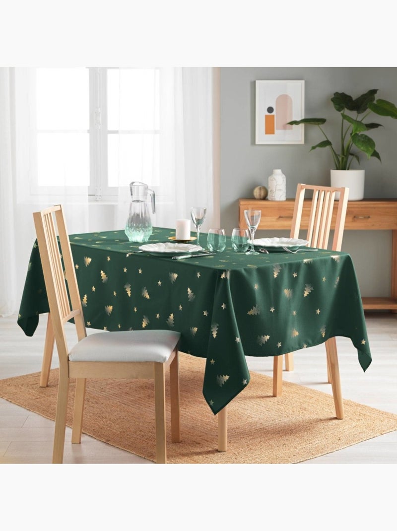 Nappe rectangulaire 150x300 antitache sapin vert et doré Vert - Kiabi