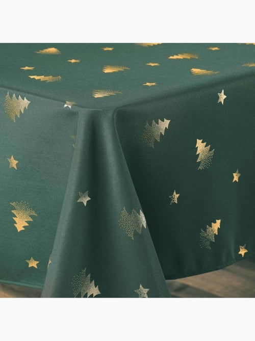 Nappe rectangulaire 150x300 antitache sapin vert et doré - Kiabi Nappe rectangulaire 150x300 antitache sapin vert et doré - Kiabi