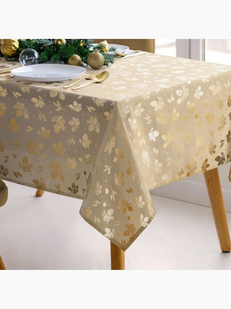 Nappe rectangulaire 150x300 imprimé doré pomme de pin Beige - Kiabi