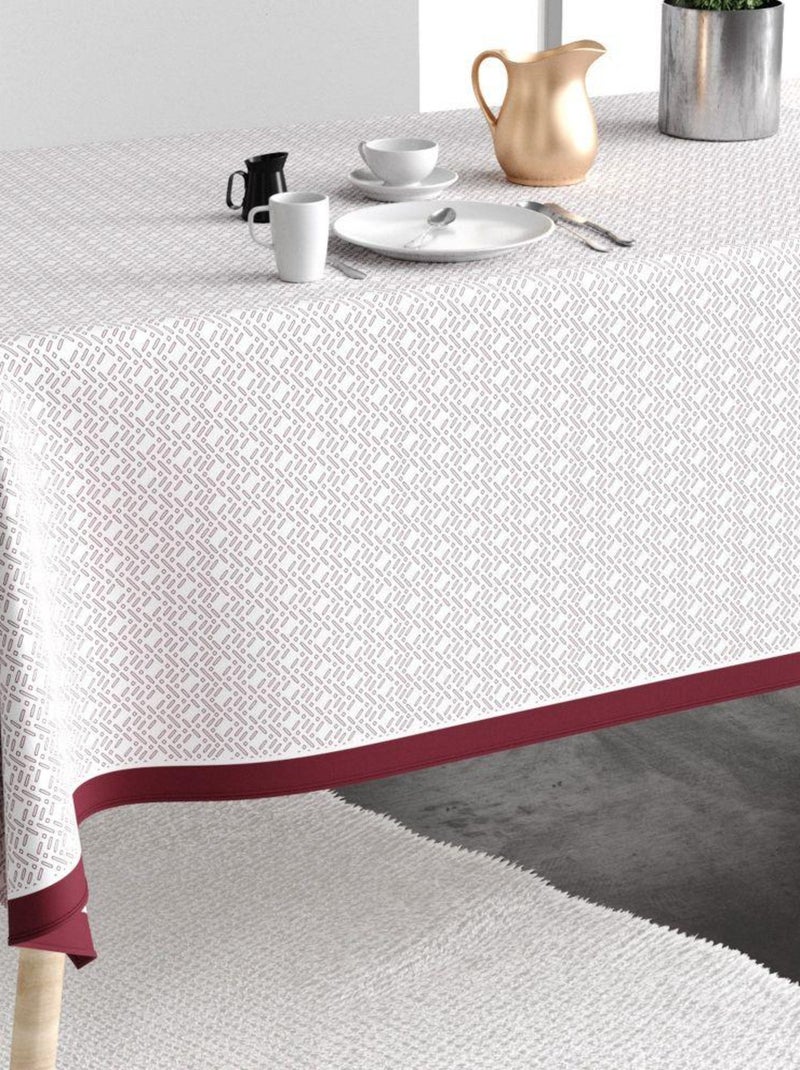 Nappe rectangulaire anti tache en Coton - Barba Prune Blanc - Kiabi