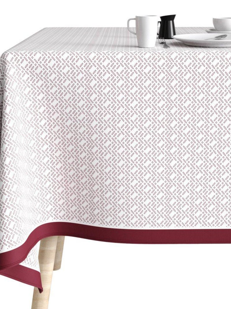 Nappe rectangulaire anti tache en Coton - Barba Prune Blanc - Kiabi