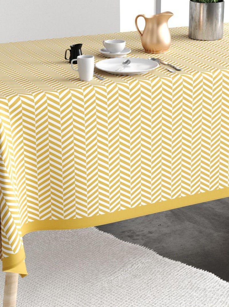 Nappe rectangulaire anti tache en Coton - Chevron Or Jaune - Kiabi