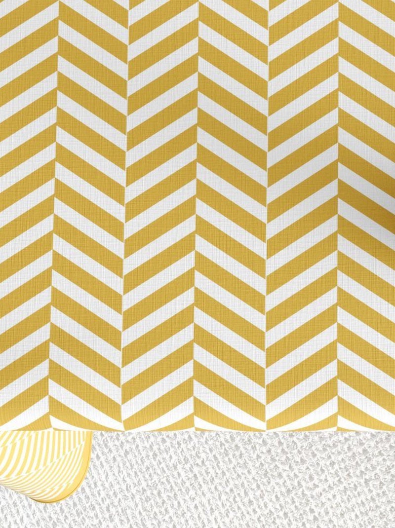 Nappe rectangulaire anti tache en Coton - Chevron Or Jaune - Kiabi