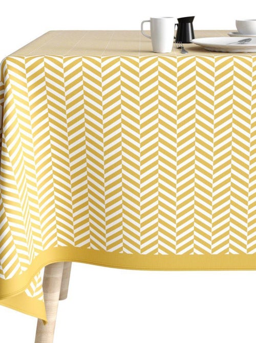 Nappe rectangulaire anti tache en Coton - Chevron Or - Kiabi