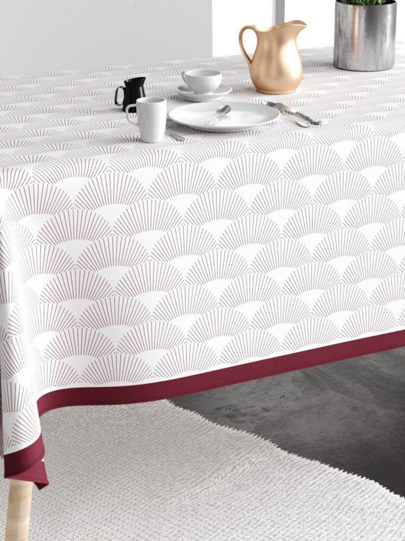 Nappe rectangulaire anti tache en Coton - Eclat Prune Blanc - Kiabi