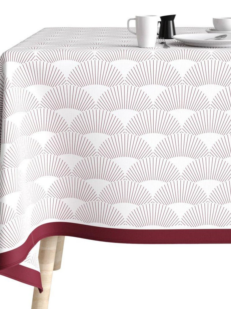 Nappe rectangulaire anti tache en Coton - Eclat Prune Blanc - Kiabi