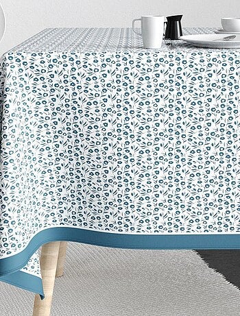 Nappe rectangulaire anti tache en Coton - Fleurs Des Champs Bleu