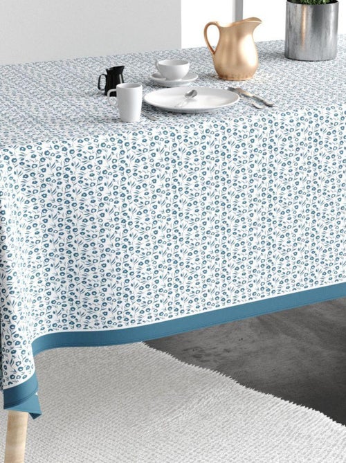 Nappe rectangulaire anti tache en Coton - Fleurs Des Champs Bleu - Kiabi