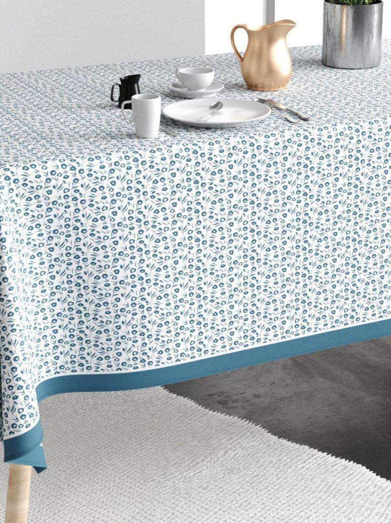 Nappe rectangulaire anti tache en Coton - Fleurs Des Champs Bleu Bleu - Kiabi