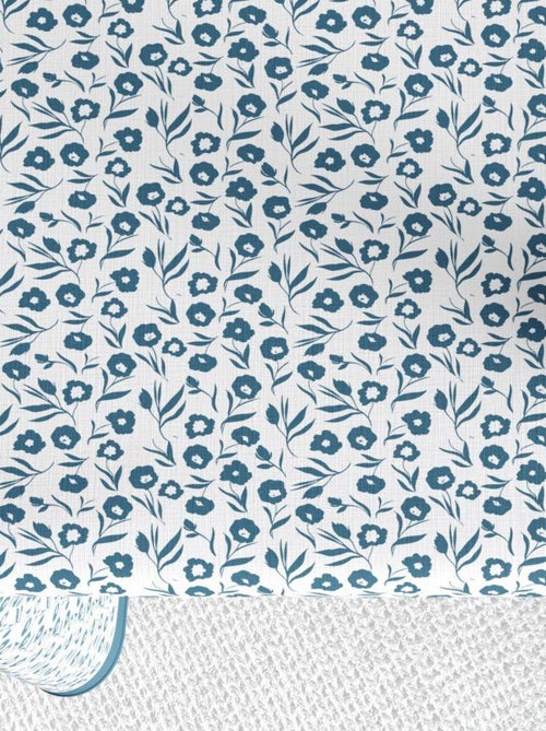 Nappe rectangulaire anti tache en Coton - Fleurs Des Champs Bleu - Kiabi