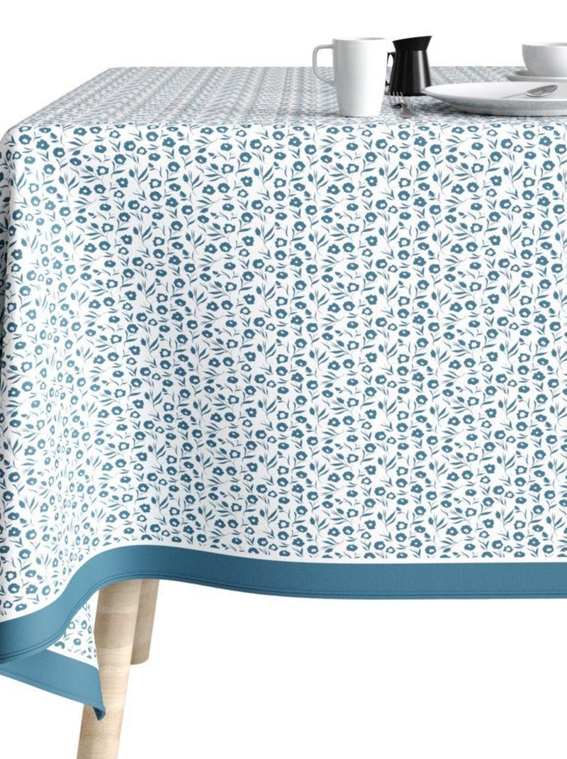Nappe rectangulaire anti tache en Coton - Fleurs Des Champs Bleu Bleu - Kiabi