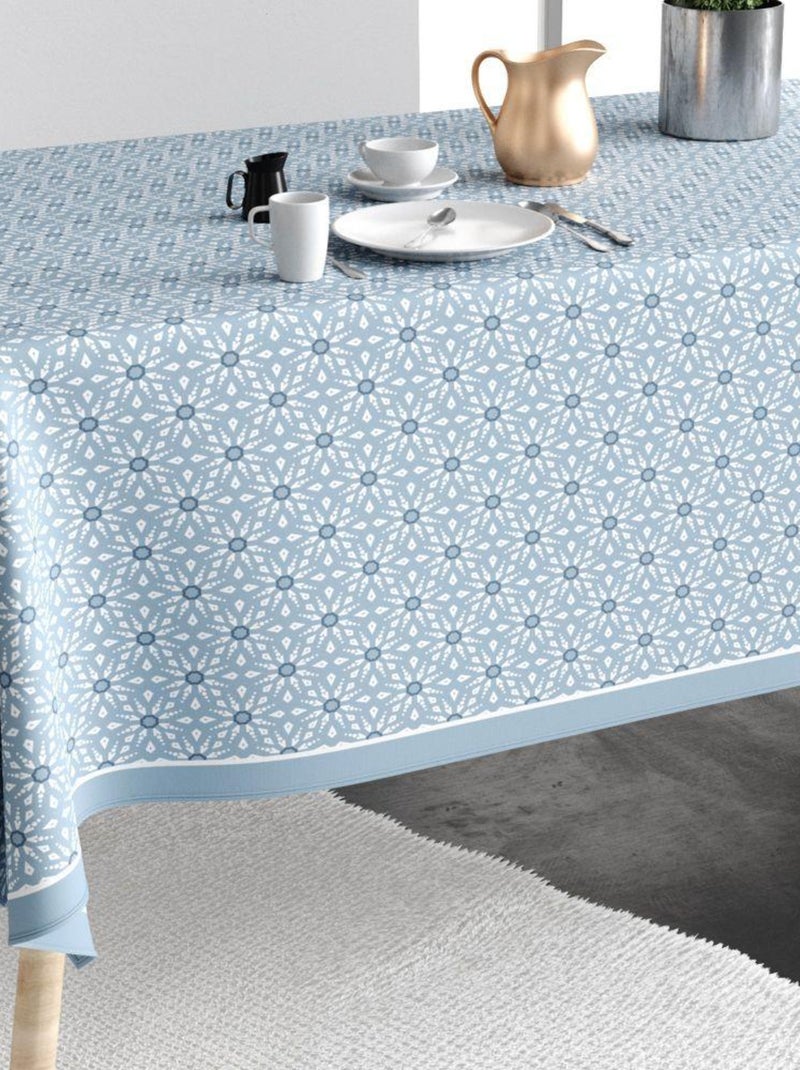 Nappe rectangulaire anti tache en Coton - Flocon Glace Bleu - Kiabi