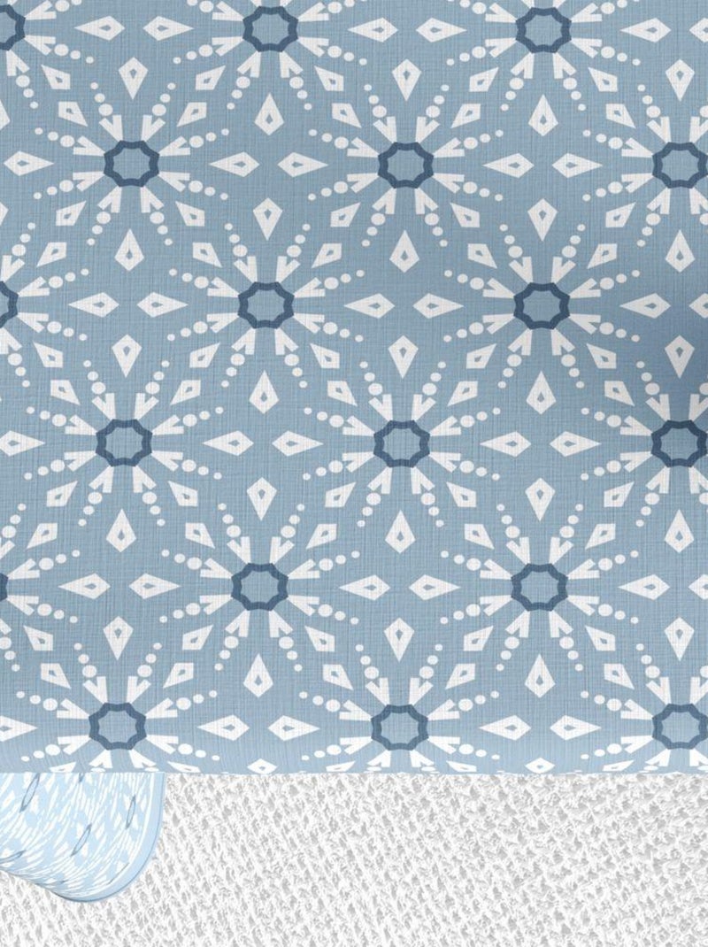 Nappe rectangulaire anti tache en Coton - Flocon Glace Bleu - Kiabi