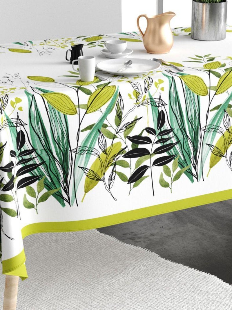 Nappe rectangulaire anti tache en Coton - Herbier Vert - Kiabi