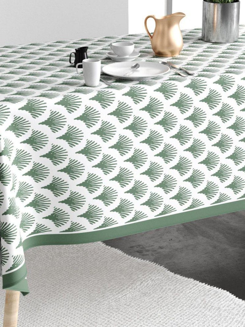 Nappe rectangulaire anti tache en Coton - Papyrus Vert Vert - Kiabi