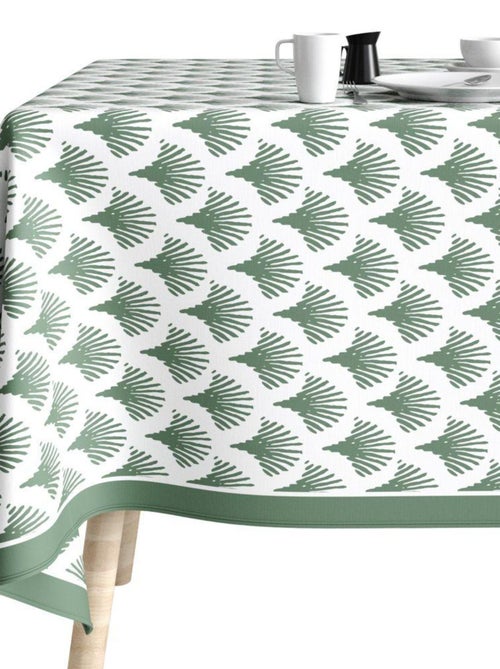 Nappe rectangulaire anti tache en Coton - Papyrus Vert - Kiabi
