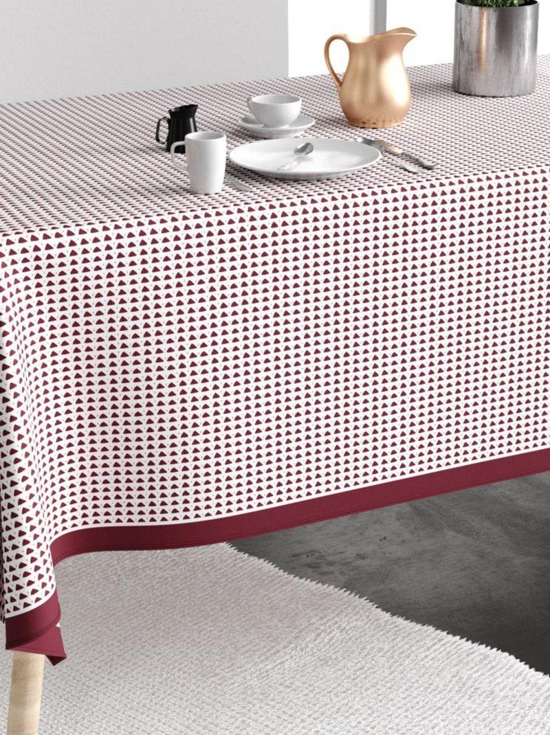 Nappe rectangulaire anti tache en Coton - Tilak Aubergine Blanc - Kiabi