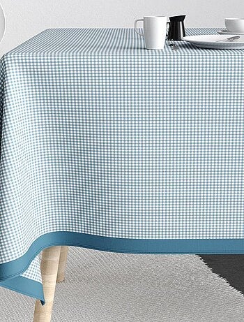 Nappe rectangulaire anti tache en Coton - Vichy Bleu