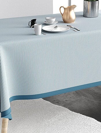 Nappe rectangulaire anti tache en Coton - Vichy Bleu