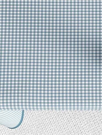 Nappe rectangulaire anti tache en Coton - Vichy Bleu