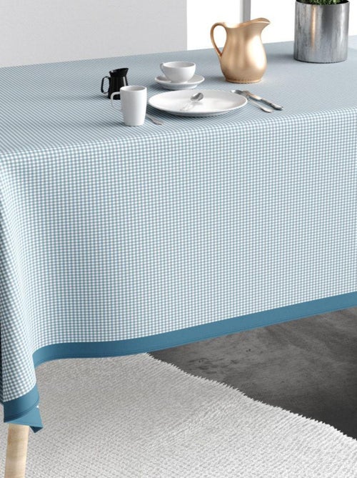 Nappe rectangulaire anti tache en Coton - Vichy Bleu - Kiabi