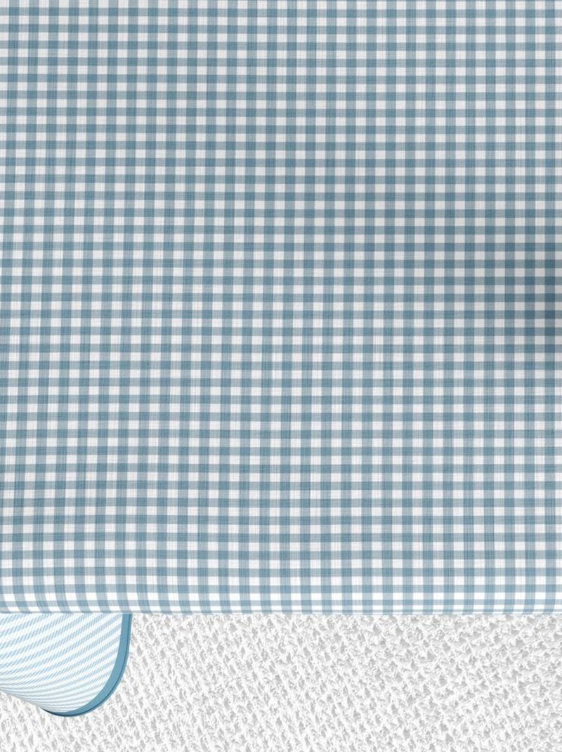 Nappe rectangulaire anti tache en Coton - Vichy Bleu Bleu - Kiabi