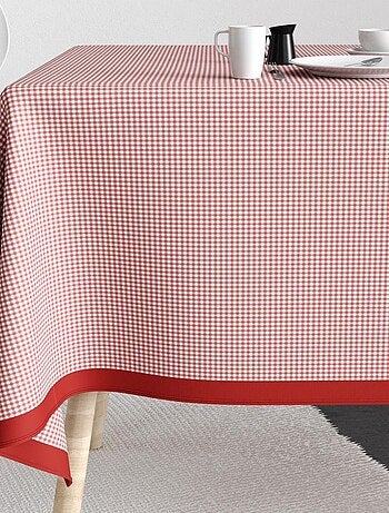 Nappe rectangulaire anti tache en Coton - Vichy Rouge