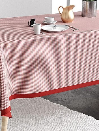 Nappe rectangulaire anti tache en Coton - Vichy Rouge