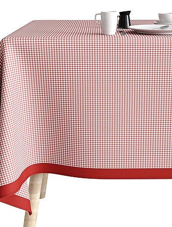 Nappe rectangulaire anti tache en Coton - Vichy Rouge