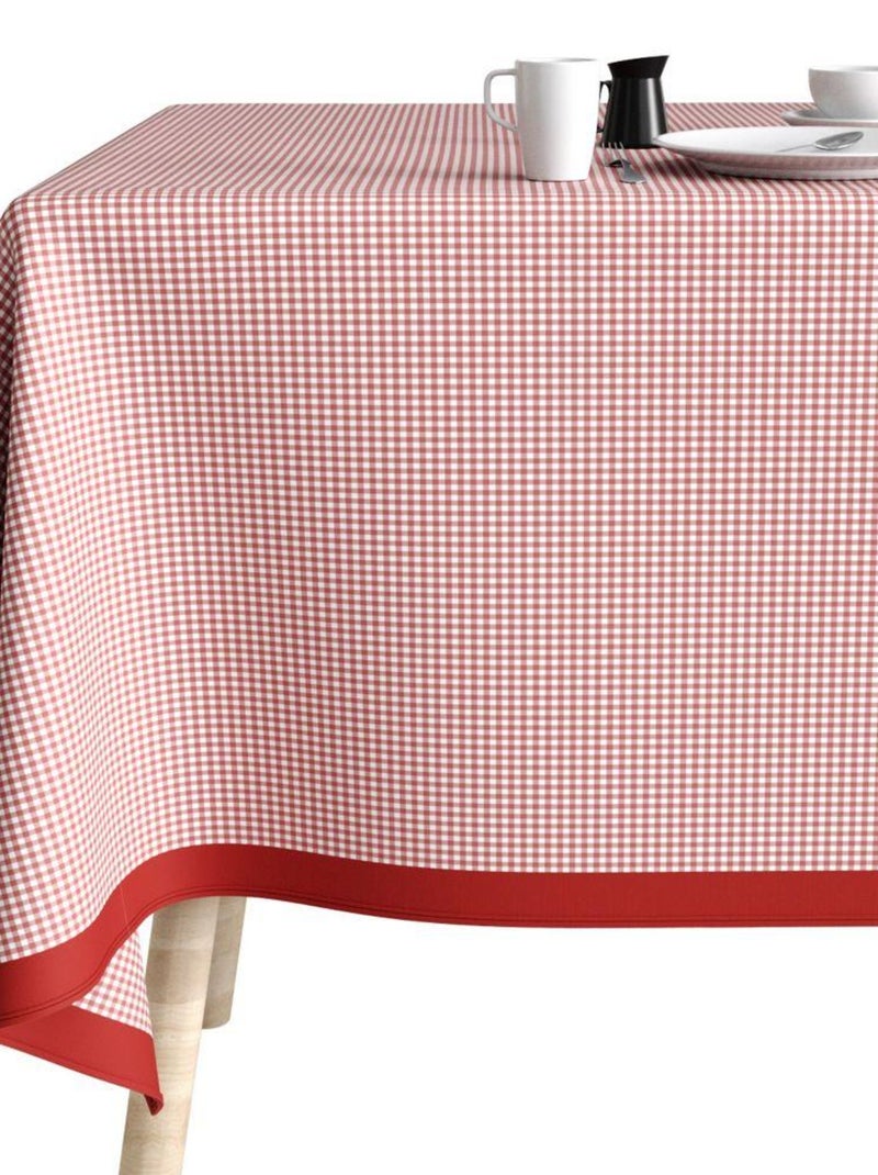 Nappe rectangulaire anti tache en Coton - Vichy Rouge Rouge - Kiabi