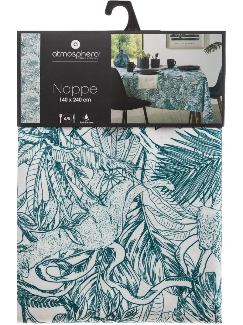 Nappe rectangulaire anti-tâche imprimé végétal JUNGLE Bleu - Kiabi