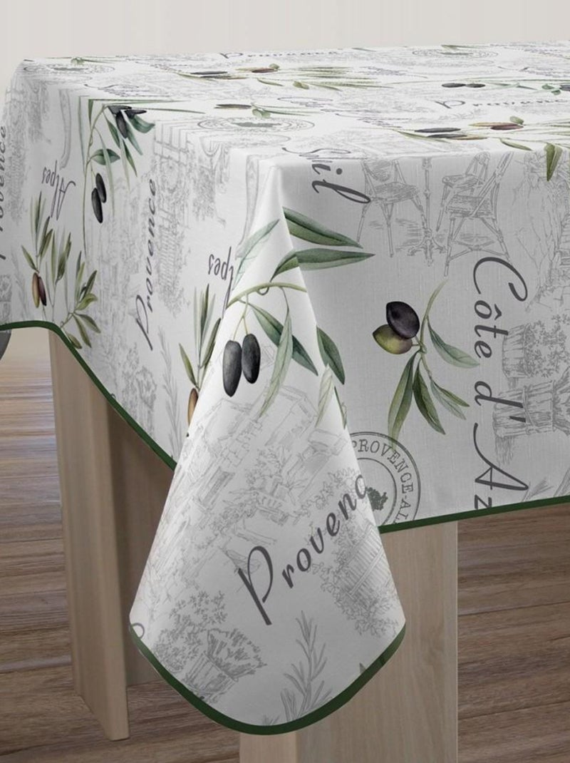 Nappe rectangulaire antitache 150x240 cm Provence Blanc - Kiabi