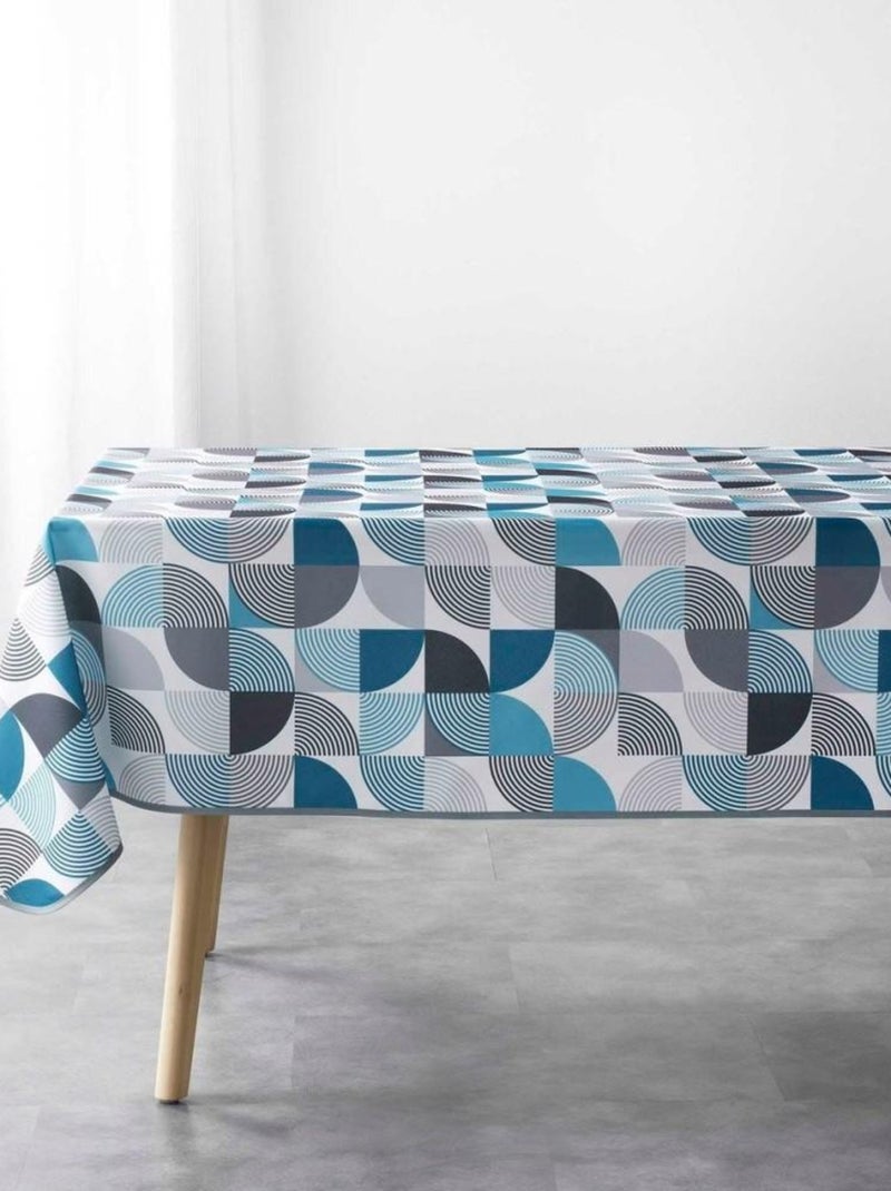 Nappe rectangulaire antitache 150x240 cm Rythmo bleu Bleu - Kiabi