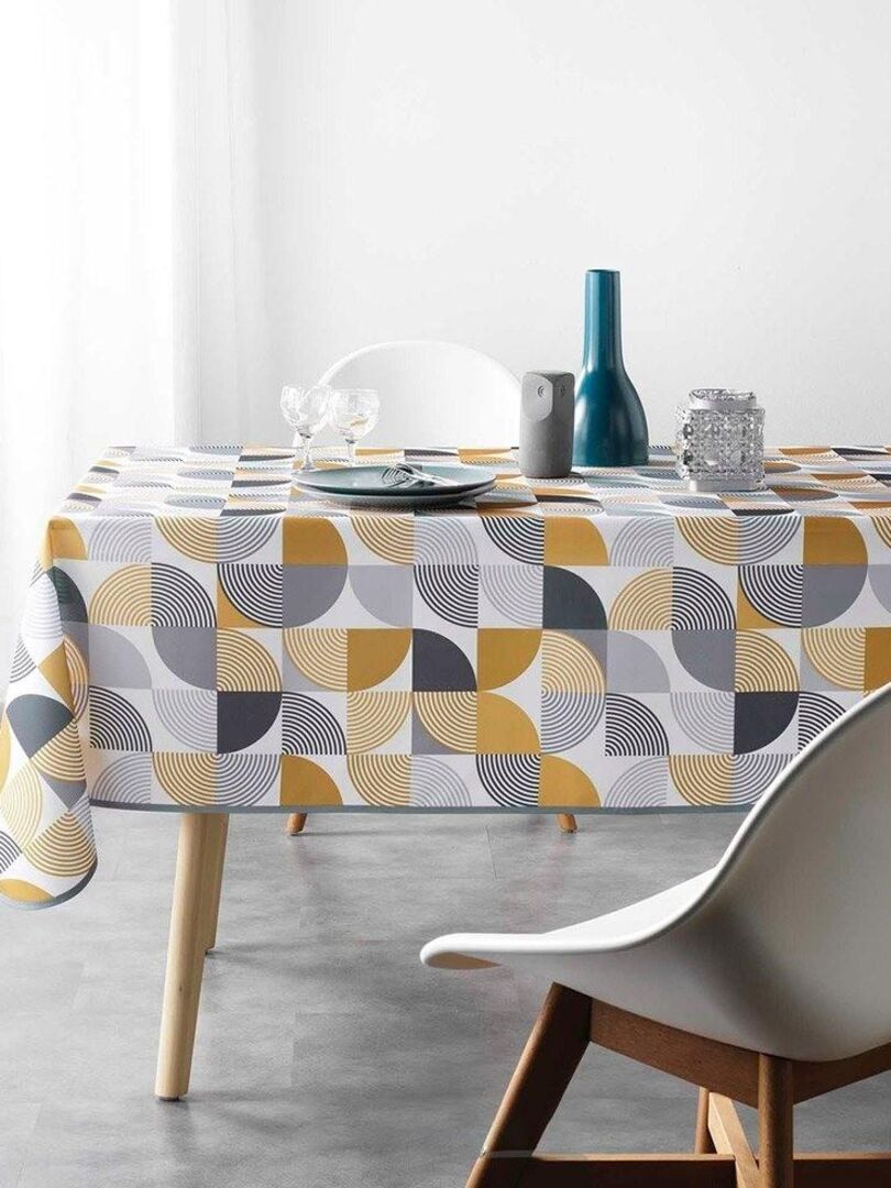 Nappe rectangulaire antitache 150x240 cm Rythmo jaune Jaune - Kiabi